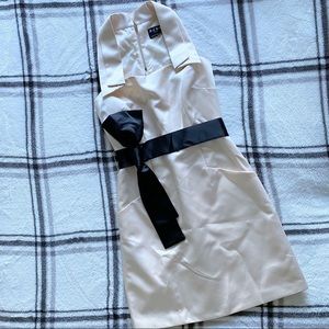 NWOT BCBG Paris cream dress with black belt